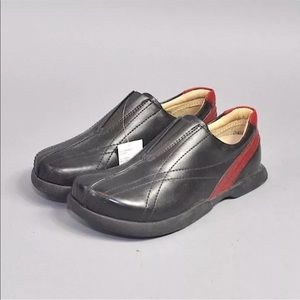 Betula Birkenstock Red Black Leather Slip on Shoes